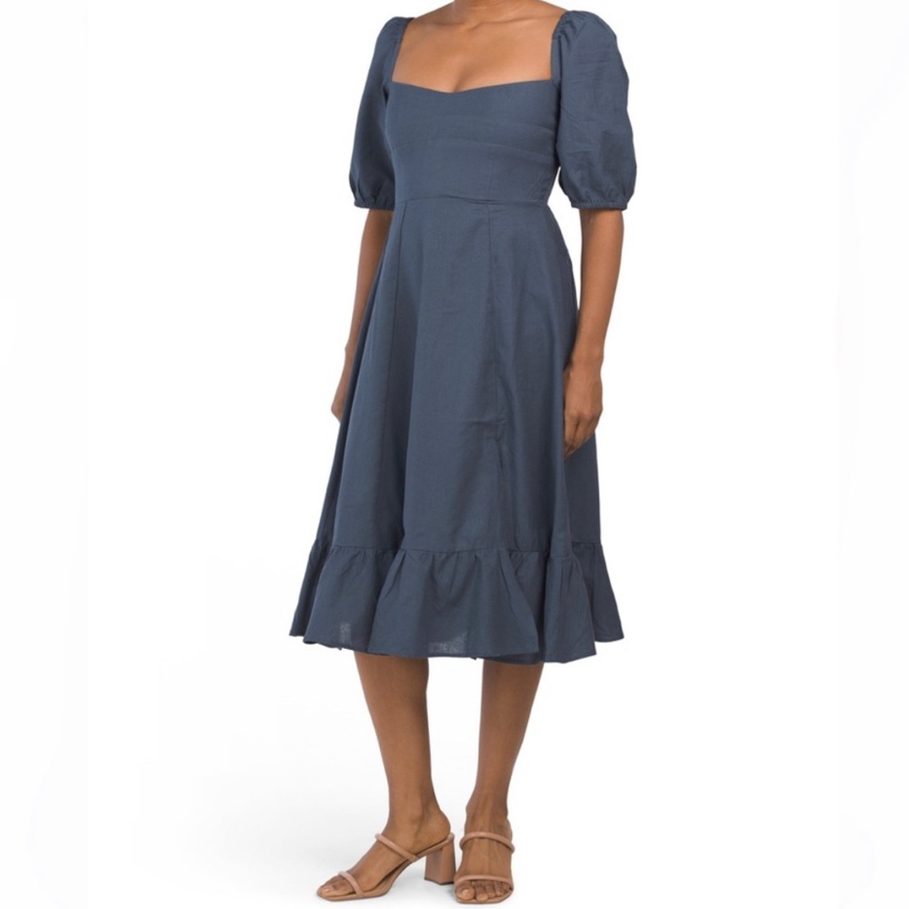 Beyond Words Puff Sleeve Midi Dress